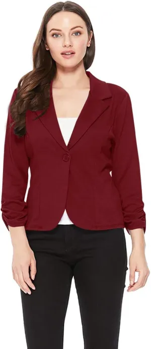 Women's Women's Comfy Casual Office 3/4 Long Sleeve Open Front Blazer Jacket US Size