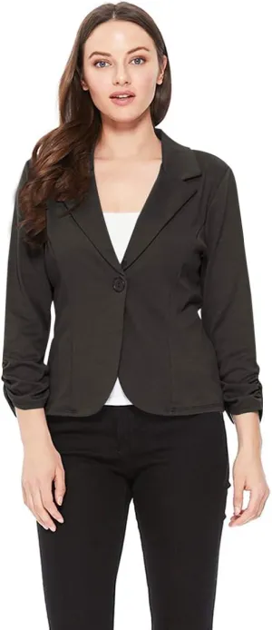 Women's Women's Comfy Casual Office 3/4 Long Sleeve Open Front Blazer Jacket US Size