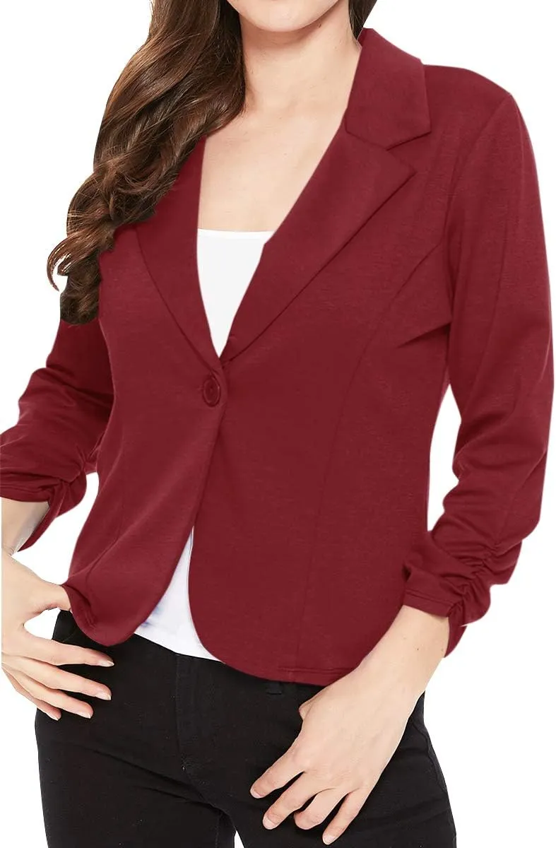 Women's Women's Comfy Casual Office 3/4 Long Sleeve Open Front Blazer Jacket US Size