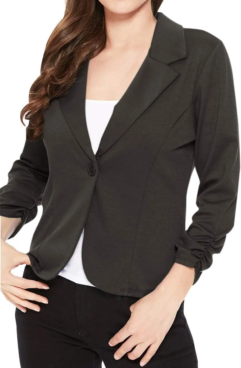 Women's Women's Comfy Casual Office 3/4 Long Sleeve Open Front Blazer Jacket US Size