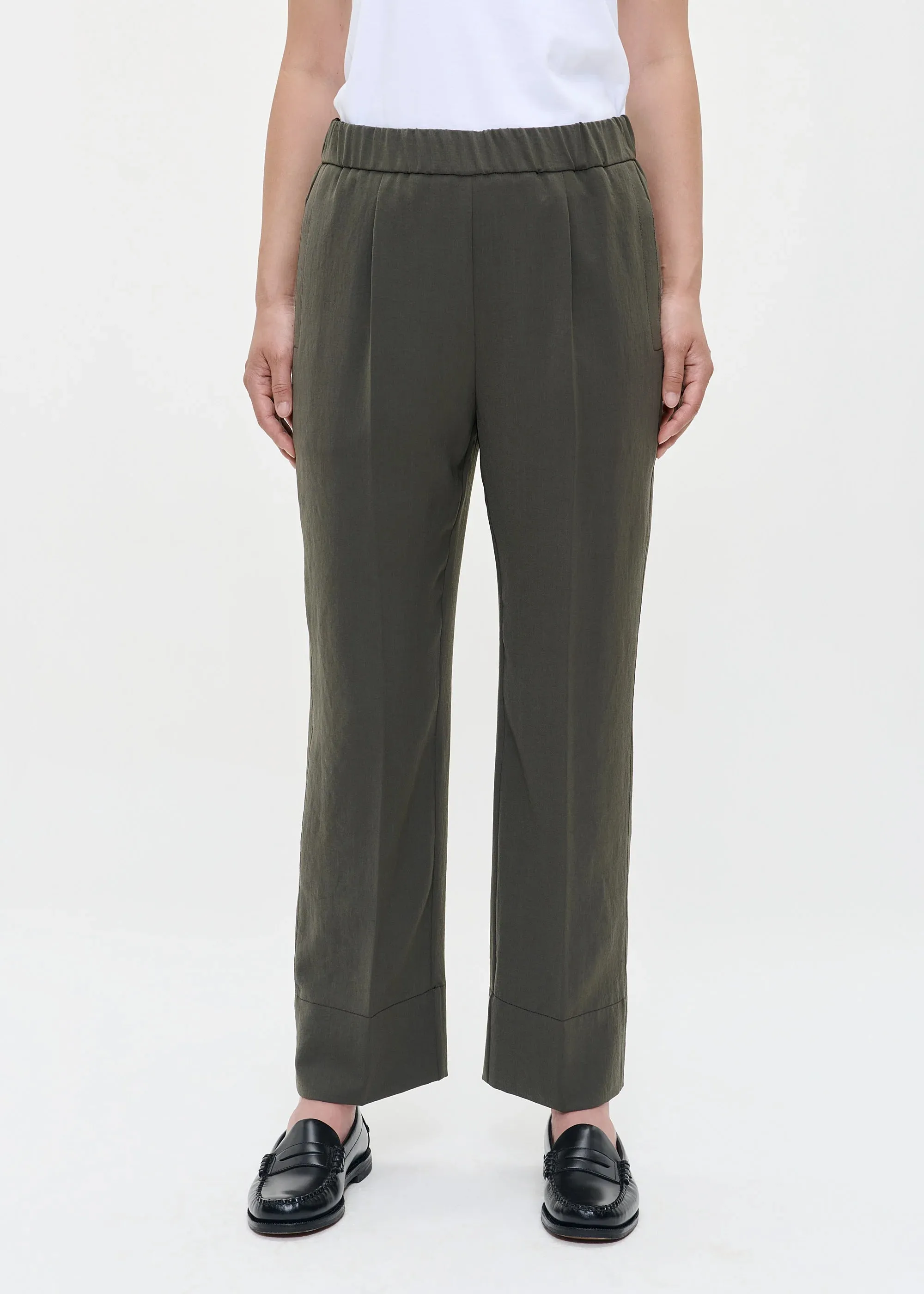 Zenggi Japanese Crepe Pants in Khaki